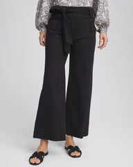 Chico's Petite Belted Twill Utility Cropped Pants BLACK