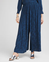 Chico's Petite Jacquard Culotte Wide-Leg Pants SEAPORT