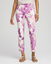 Chico's Petite Floral Brigitte™ Pull-On Slim Cropped Pants PLUM SHADE