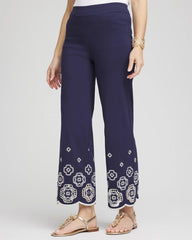 Chico's Petite Brigitte™ 180 Embroidered Wide-Leg Cropped Pants PASSPORT BLUE