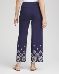 Chico's Petite Brigitte™ 180 Embroidered Wide-Leg Cropped Pants PASSPORT BLUE