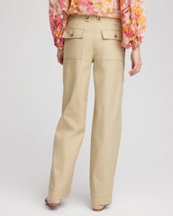 Chico's Petite Canvas Cargo Wide-Leg Pants WILD TRUFFLE