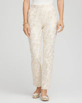 Chico's Petite Juliet Golden Foiled Slim Ankle Pants ENGLISH CREAM