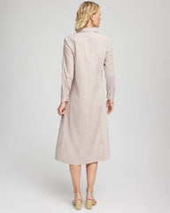 Chico's Petite Vanilla Chai Striped Shirtdress VANILLA CHAI