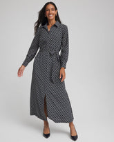Chico's Petite Chain Print Maxi Shirtdress PASSPORT BLUE