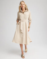 Chico's Twill Belted Midi Shirtdress WILD TRUFFLE