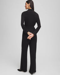 Chico's Petite Belted Jersey Maxi Jumpsuit BLACK