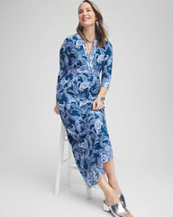 Chico's Petite Long Sleeved Jersey Maxi Dress SEAPORT