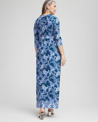 Chico's Petite Long Sleeved Jersey Maxi Dress SEAPORT