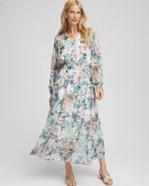 Chico's Petite Georgette Tie-Front Maxi Dress ECRU