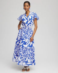 Chico's Petite Flutter Sleeved Maxi Dress RICH COBALT