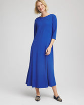 Chico's Petite Seamed Crepe Maxi Dress COBALT STONE