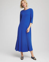 Chico's Petite Seamed Crepe Maxi Dress COBALT STONE