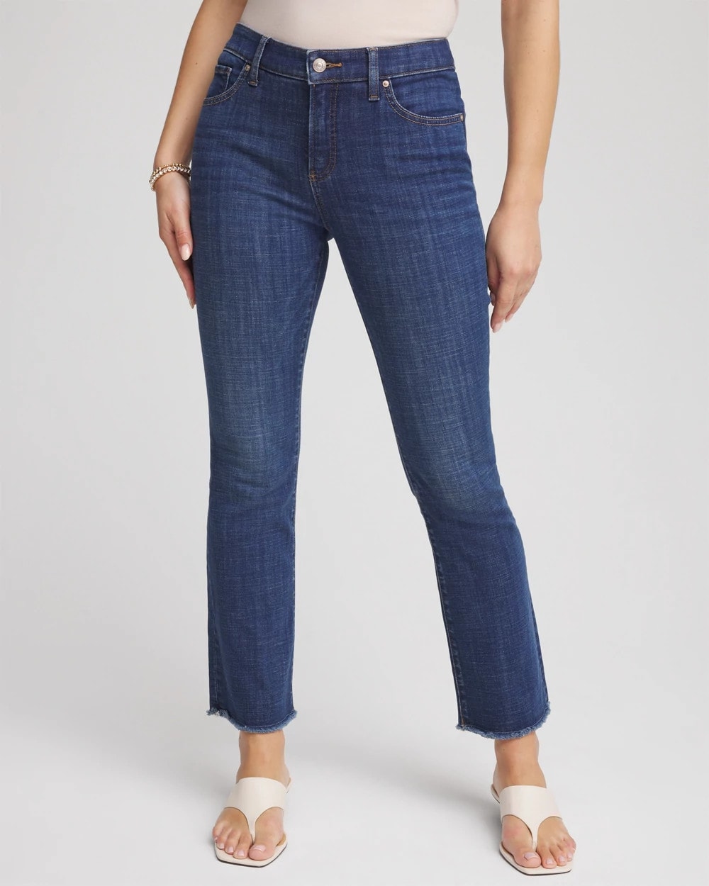 Chico's Petite Girlfriend Fray Hem Kick Flares CARINA INDIGO