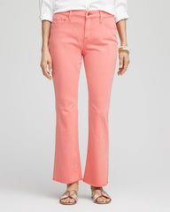 Chico's Petite Girlfriend Fray Hem Kick Flare Jeans MELON MAMBO