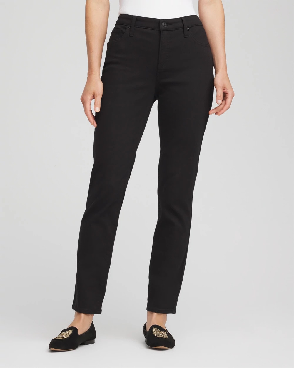 Chico's So Slimming Petite Girlfriend Ankle Jeans BLACK