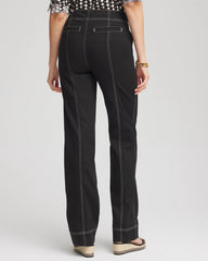 Chico's Petite Pull-On Wide-Leg Jeans BLACK