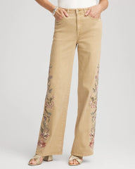 Chico's Petite Embroidered High-Rise Wide-Leg Jeans CAFE AROMA