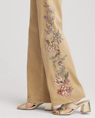 Chico's Petite Embroidered High-Rise Wide-Leg Jeans CAFE AROMA