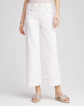 Chico's Petite No Stain Pull-On Wide Leg Cropped Jeans ALABASTER