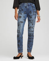 Chico's Petite Mixed-Media Girlfriend Slim Ankle Jeans EMILIA INDIGO