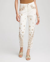 Chico's Petite Embellished Girlfriend Slim Ankle Jeans SEA SALT