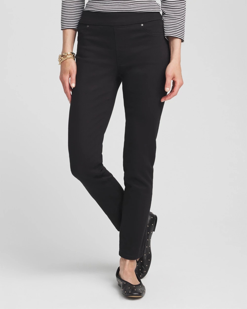 Chico's Denim Pull-On Ankle Jeggings BLACK