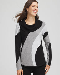 Chico's Zenergy® Luxe Intarsia Cowlneck Top FROSTED GRAY HEATHER