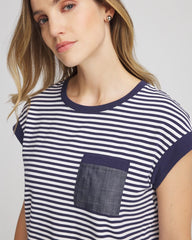 Chico's Zenergy® UPF Striped Tee PASSPORT BLUE