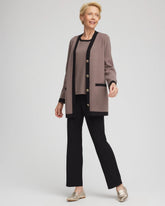Chico's Travelers™ Tipped Button-Down Cardigan DEEP TAUPE