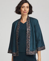 Chico's Travelers™ Collection Crystal Crushed Reversible Jacket TEAL SHADOW