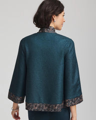 Chico's Travelers™ Collection Crystal Crushed Reversible Jacket TEAL SHADOW