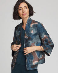Chico's Travelers™ Collection Crystal Crushed Reversible Jacket TEAL SHADOW