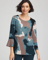 Chico's Travelers™ Crystal Flounce Sleeve Tunic TEAL SHADOW