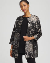 Chico's Travelers™ Collection Jacquard Floral Shine Jacket TRAVELERS BLACK