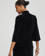 Chico's Travelers™ Velvet V-Neck Kimono Sleeve Top TRAVELERS BLACK