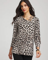 Chico's Travelers™ Animal-Print Lattice Top DEEP TAUPE