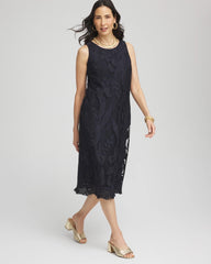 Chico's Travelers™ Mesh Appliqué Midi Dress TRAVELERS INDIA INK