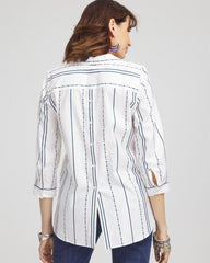 Chico's No Iron™ Striped Buttonback Stretch Tunic SEAPORT