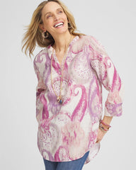 Chico's No Iron™ Multi Paisley Linen Tunic FRENCH BLUSH