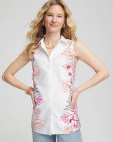 Chico's No Iron™ Tropical Floral Sleeveless Shirt CRUSHED BERRIES