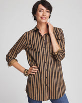 Chico's No Iron™ Stripe Tunic CAMEL/BLACK