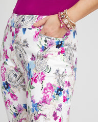 Chico's Brigitte™ Paisley Floral Cropped Pants ALABASTER