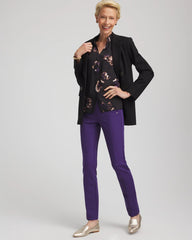 Chico's Juliet Slim Trim Detail Ankle Pants PURPLE ELIXIR