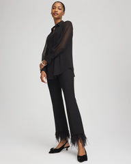 Chico's Juliet Feathered Flared Cropped Pants BLACK