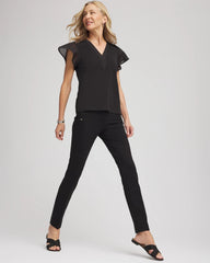 Chico's Juliet Slim Trim Detail Ankle Pants BLACK
