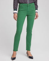 Chico's Girlfriend Fray Hem Ankle Jeans JARDIN GREEN
