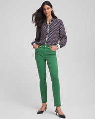 Chico's Girlfriend Fray Hem Ankle Jeans JARDIN GREEN