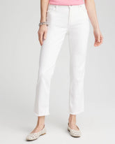 Chico's Girlfriend Frayed Cropped No Stain Jeans ALABASTER