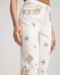Chico's Embellished Girlfriend Slim Ankle Jeans SEA SALT